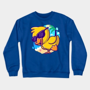 Cool Duck In Summer Cartoon Crewneck Sweatshirt